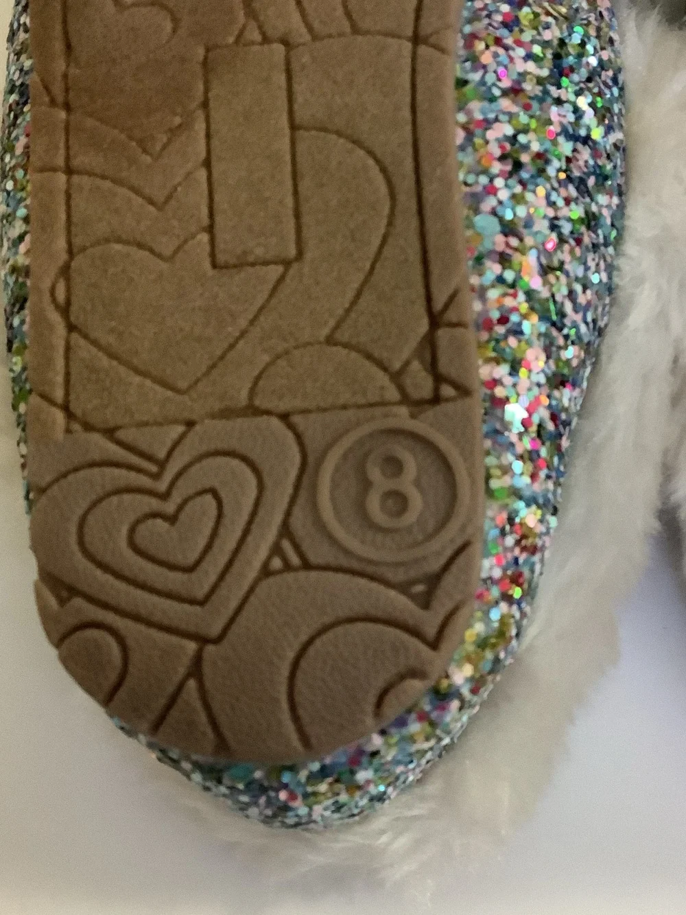 Multicolor Glitter Faux-Fur Lined Slip-On Slippers Whimsical Sparkle Princess